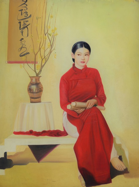 Tranh Sơn Dầu Thiếu Nữ Ngày Xuân